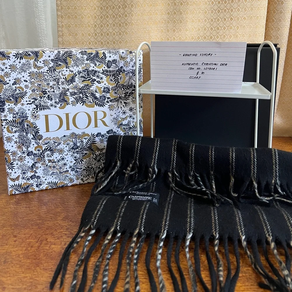 Vintage Christian Dior Cashluxe Plaid Fringe Scarf